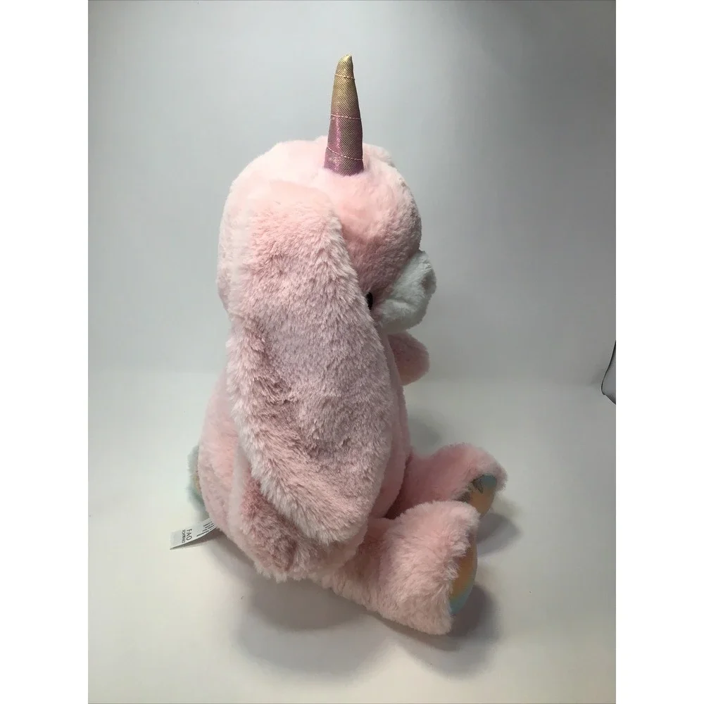 FAO Schwartz Pink Rainbow Light Up Unicorn Bunny Rabbit Stuffed Plush Easter